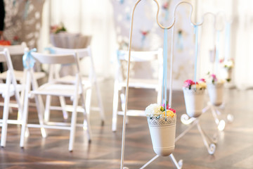 Beautiful modern restaurant decorations for wedding