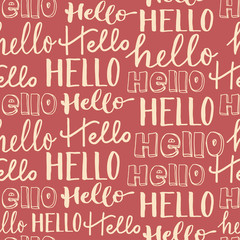 Hand-lettering seamless pattern Hello.