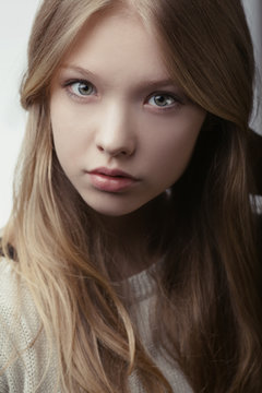 beautiful blond teen girl portrait