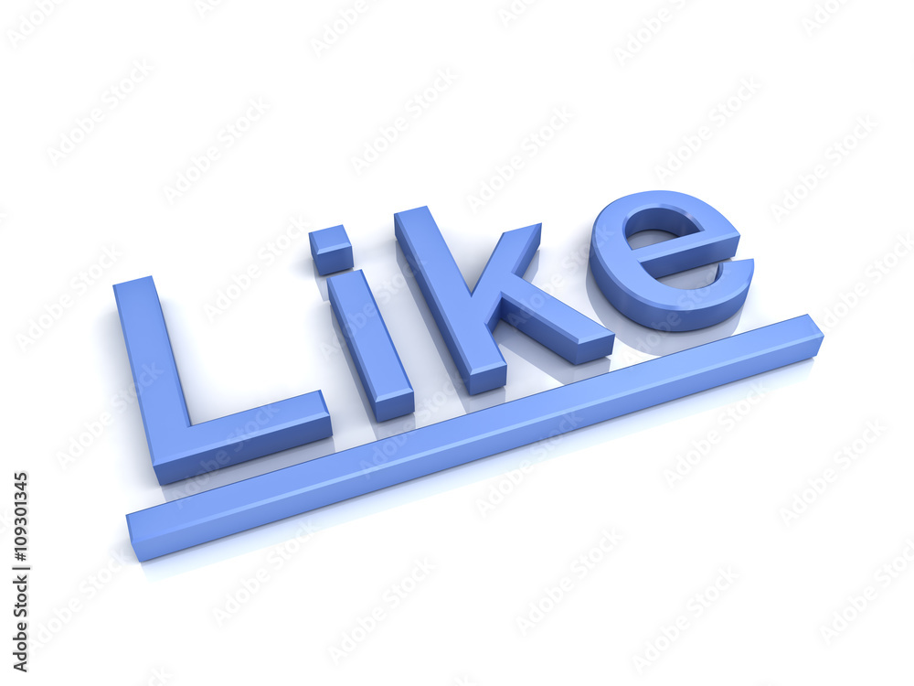 Poster like button or blue link isolated on white background with reflection