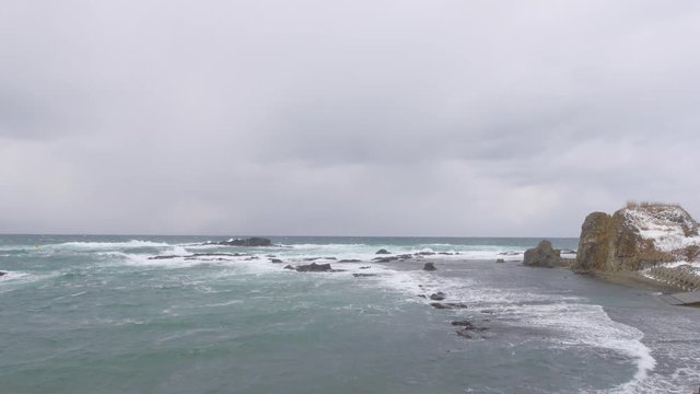 Ocean Waves Shakotan Coastline, Hokkaido, Sea of Japan