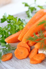 Fresh carrot prepared for cooking