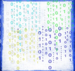 Abstract blue binary code on grunge background