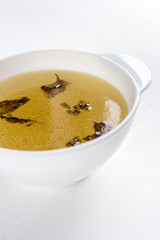 Chicken soup in plate