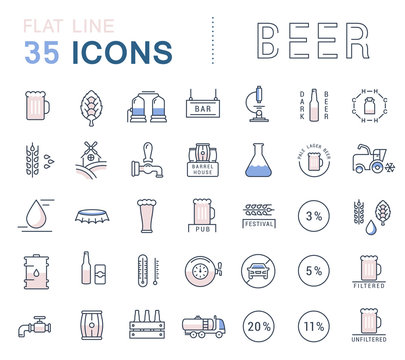 Vector Set Line Icons Beer