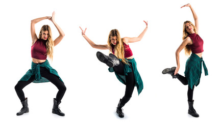 Fototapeta na wymiar Young urban woman dancing
