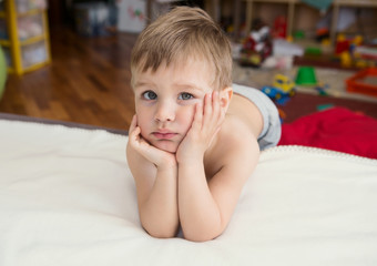 the sad little boy in the room
