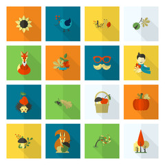 Set of Flat Autumn Icons