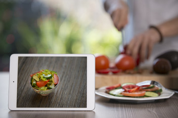 Cooking with a tablet 