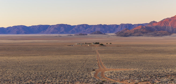 View of Farm Gunsbewys and Tiras mountains in southern Namibia
