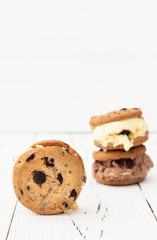 Homemade lemon and chocolate ice cream sandwiches