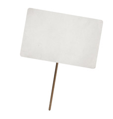 blank paper sheet on wooden stick - obrazy, fototapety, plakaty