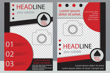Template design of brochures with place for your photo. A sample flyer. Vector illustration.