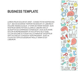 Fototapeta premium Business Card. Template with Business doodles Icons set. Sketch business icons