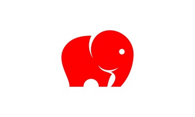 Red Cute Elephant Logo