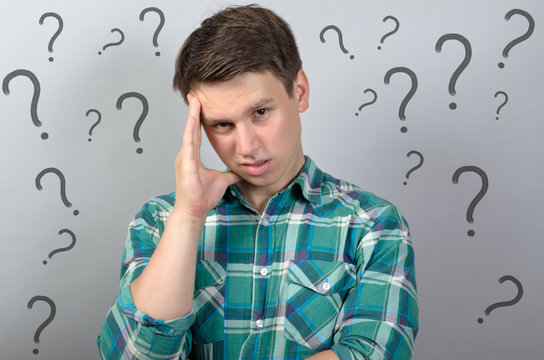 Young man with hard decission