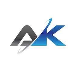 ak initial logo with double swoosh blue and grey