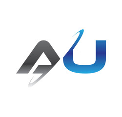 au initial logo with double swoosh blue and grey