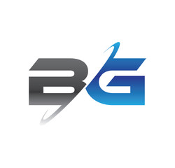 bg initial logo with double swoosh blue and grey