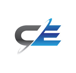 ce initial logo with double swoosh blue and grey