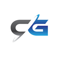 cg initial logo with double swoosh blue and grey