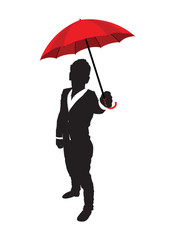 red umbrella business man