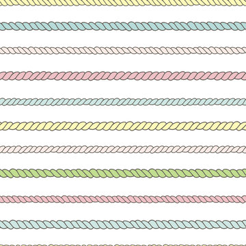 Seamless colorful rope pattern. Hand drawn Vector texture. Vector illustration