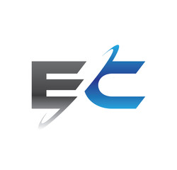 ec initial logo with double swoosh blue and grey - obrazy, fototapety, plakaty