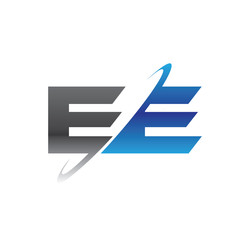 ee initial logo with double swoosh blue and grey