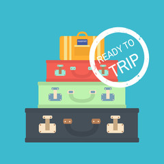 Travel concept with suitcases. Flat Vector illustration