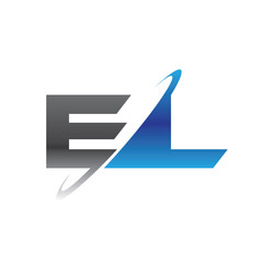 el initial logo with double swoosh blue and grey