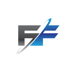 ff initial logo with double swoosh blue and grey