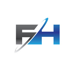fh initial logo with double swoosh blue and grey
