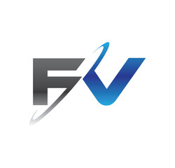 fv initial logo with double swoosh blue and grey