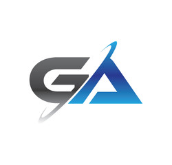 ga initial logo with double swoosh blue and grey