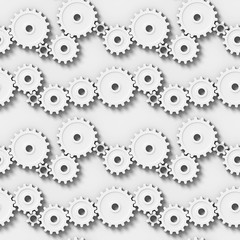 seamless gear mechanism background in shades of white