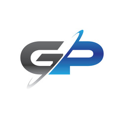 gp initial logo with double swoosh blue and grey