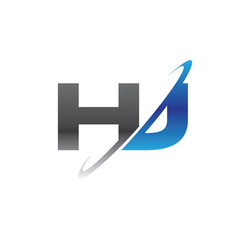 hj initial logo with double swoosh blue and grey