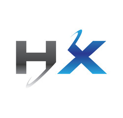 Obraz premium hx initial logo with double swoosh blue and grey