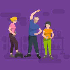 Active fitness person man and woman workout in gym