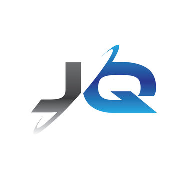 jq initial logo with double swoosh blue and grey