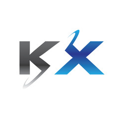 kx initial logo with double swoosh blue and grey