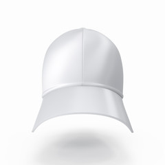 Realistic white baseball cap isolated on white background.