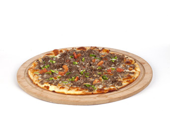 Mixed pizza on a white background