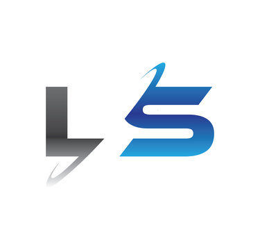 ls initial logo with double swoosh blue and grey