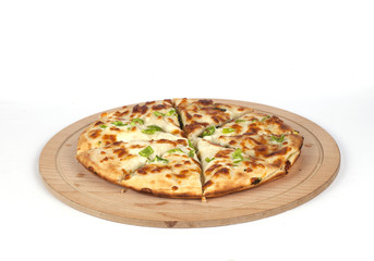 Mixed pizza on a white background