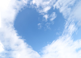 Heart cloud on blue sky.