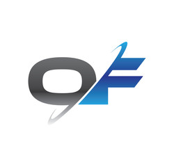 of initial logo with double swoosh blue and grey