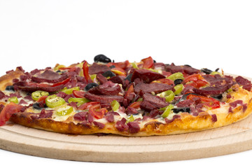 Mixed pizza on a white background