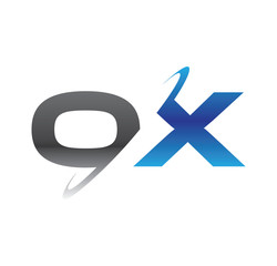 ox initial logo with double swoosh blue and grey